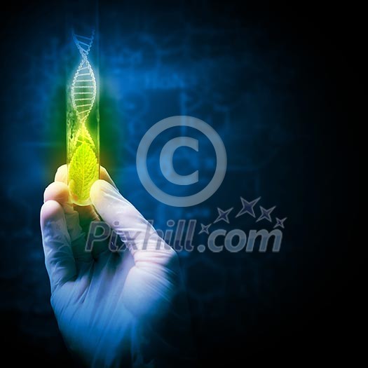 Close up image of human hand holding test tube. Science concept Close up image of human hand holding test tube. Science concept