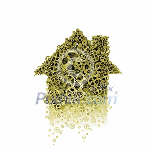 Abstract image of house made of gears Abstract image of house made of gears