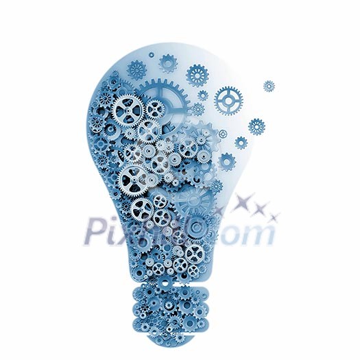Abstract image with bulb made of gears