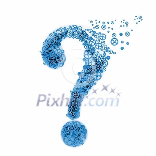 Abstract image with question mark made of gears Abstract image with question mark made of gears
