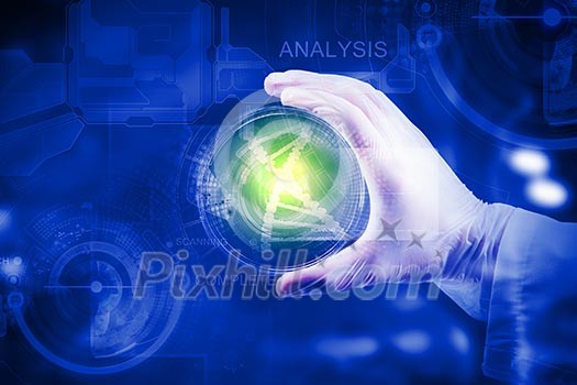 Close up image of human hand holding test tube. Science concept Close up image of human hand holding test tube. Science concept