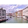 venice, beautiful romantic italian city on sea with great canal and gondolas