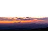 Panorama of sunset in mountains. Munnar, Kerala, India