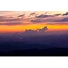 Panorama of sunset in mountains. Munnar, Kerala, India