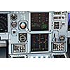 Modern passenger jet aircraft cockpit dashboard