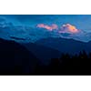 Sunset in Himalayas. Manali, Kullu Valley, Himachal Pradesh, India