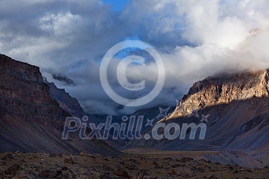 Sunset in Himalayas. Spiti Valley,  Himachal Pradesh, India