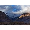 Sunset in Himalayas. Spiti Valley,  Himachal Pradesh, India