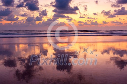 Sunset on Baga beach. Goa, India Sunset on Baga beach. Goa, India
