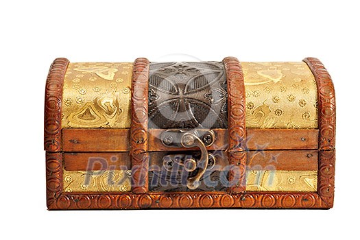 Indian style wooden jewellery box isolated on white Indian style wooden jewellery box isolated on white