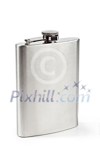 Stainless hip flask isolated on white background Stainless hip flask isolated on white background