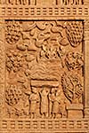 Gateway decoration bas relief of Great Stupa - ancient Buddhist monument. Sanchi, Madhya Pradesh, India