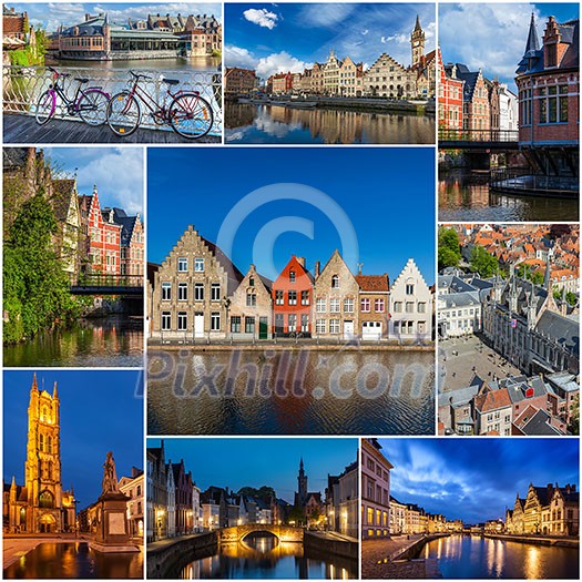 Mosaic collage storyboard of Belgium tourist views travel images Mosaic collage storyboard of Belgium tourist views travel images