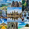 Collage of Cambodia travel images of tourist landmarks