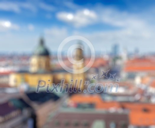 European city blurred defocused background - Munich over Theatine Church of St. Cajetan Theatinerkirche St. Kajetan and Odeonplatz, Munich, Bavaria, Germany European city blurred defocused background - Munich over Theatine Church of St. Cajetan Theatinerkirche St. Kajetan and Odeonplatz, Munich, Bavaria, Germany