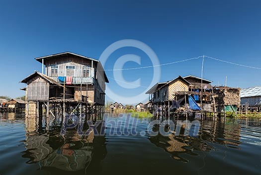 Stilted houses in village on Inle lake, Myanmar Stilted houses in village on Inle lake, Myanmar