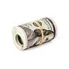 Money stash, finance reserve concept - roll of  hundred dollar bills new 2013 year edition isolated on white