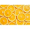 Colorful orange citrus fruit slices background top view