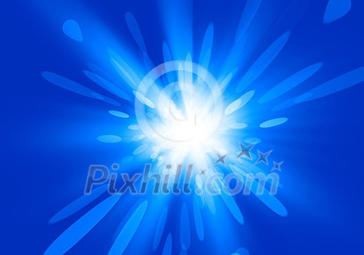 Abstract background image of blue bokeh lights and beams Abstract background image of blue bokeh lights and beams