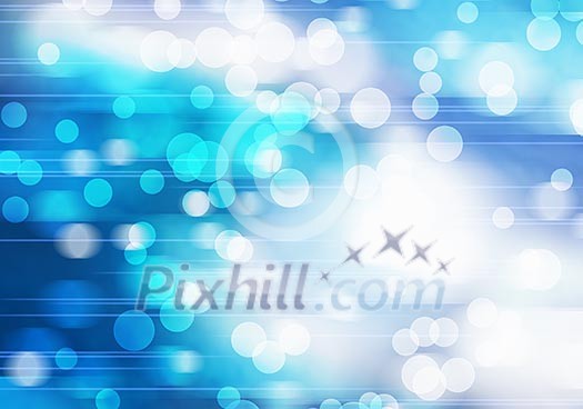 Abstract background image of blue bokeh lights and beams