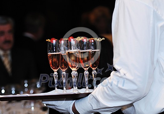 coctail and banquet catering party event at beautiful hotel restaurant on night