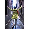 Beautiful tourist woman in Venice, exploring the old city