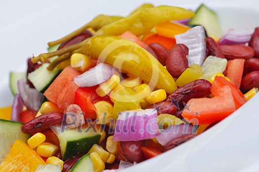 fresh organic eco vegetable salad,close-up isolated on white fresh organic eco vegetable salad,close-up isolated on white