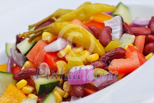 fresh organic eco vegetable salad,close-up isolated on white