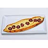 Homemade traditional Turkish meal pide stuffed with meat cheese,  and sauce isolated on white background