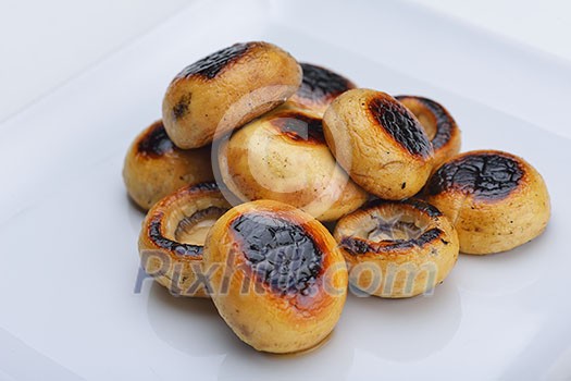 mashroom food vegetable grilled isolated on white background mashroom food vegetable grilled isolated on white background