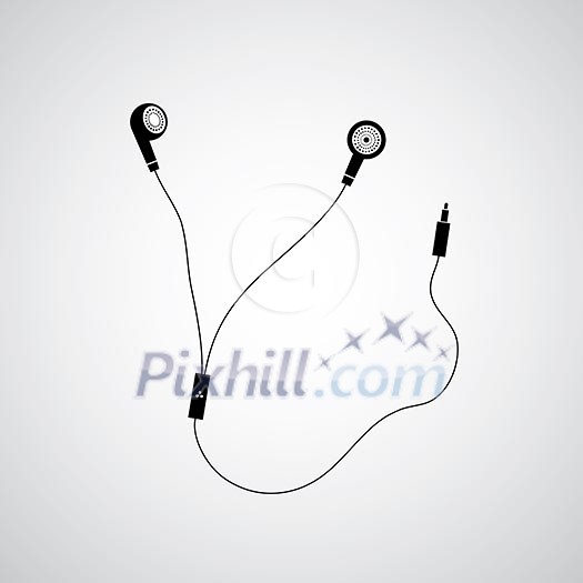 vector earphone symbol on gray background  