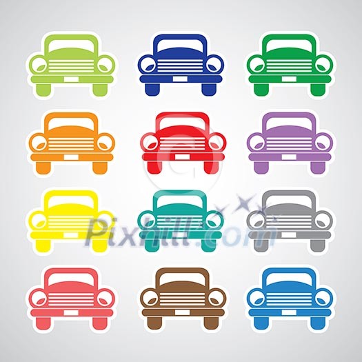 vector basic car icon set 