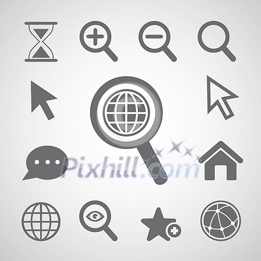 vector magnification icon for searching web 