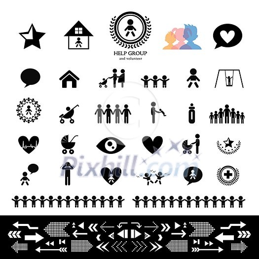 children action welfare stick figure icon 