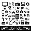 media and technology basic icon set 