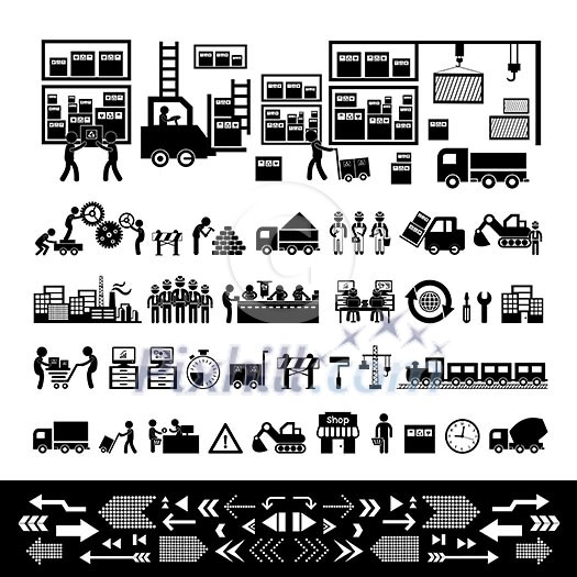 manufacturer and distributor icon for business system   