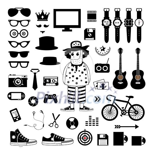 vector hipster style elements and icons set   