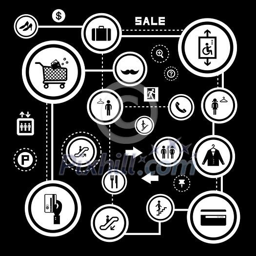 shopping mall vector icons set 