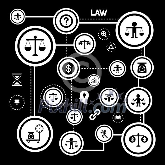 scales justice vector icon set 