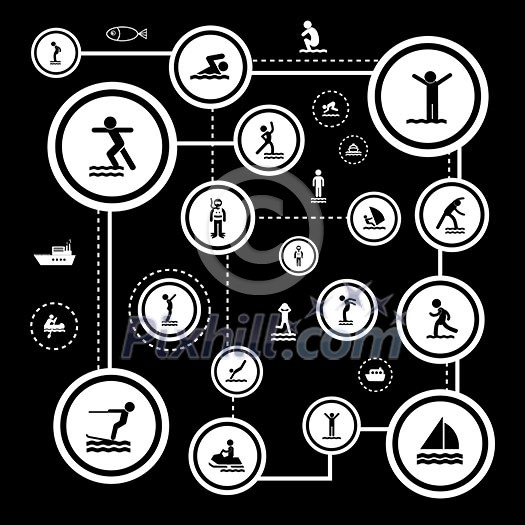 water sport vector icon set 