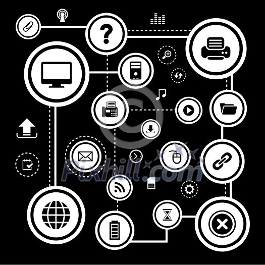 computer and technology vector icon set 