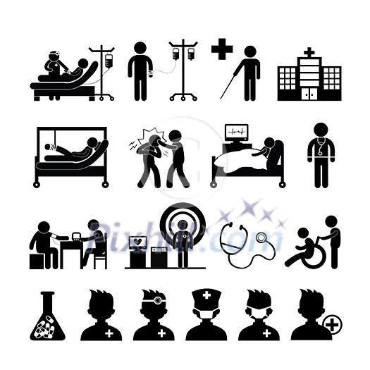 checkup medical in hospital vector symbol cartoon 