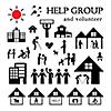 volunteer for non profit social service symbol set 