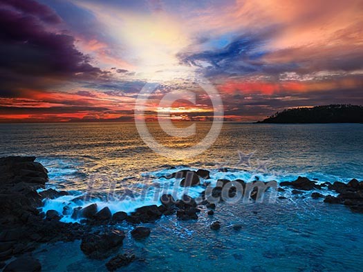 Ocean sunset with great cloudscape Ocean sunset with great cloudscape