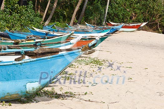 Fishing boats on beach. Mirissa, Sri Lanka Fishing boats on beach. Mirissa, Sri Lanka