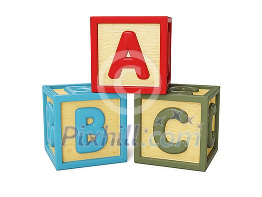 ABC alphabet wooden building blocks with letters isolated on white ABC alphabet wooden building blocks with letters isolated on white