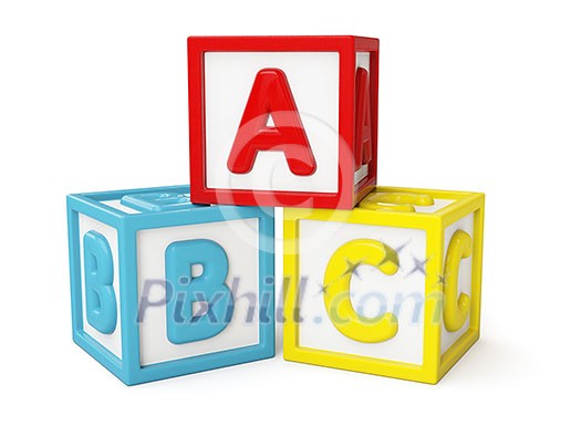 ABC alphabet building blocks with letters isolated on white