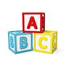 ABC alphabet building blocks with letters isolated on white