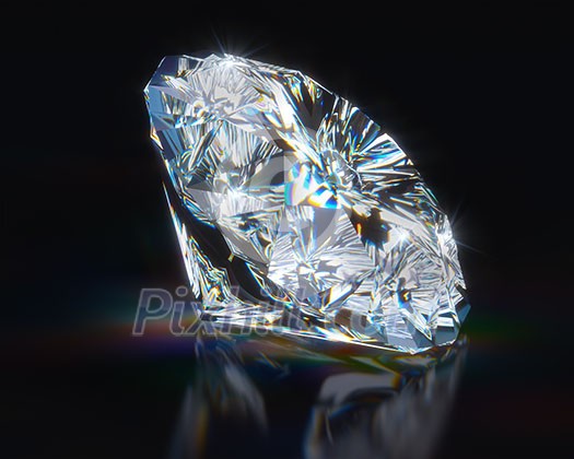 Diamond on black reflective background. 3d render Diamond on black reflective background. 3d render