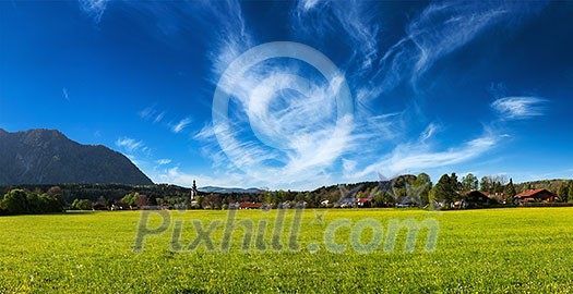 Panorama of German countryside and village. Bavaria, Germany Panorama of German countryside and village. Bavaria, Germany